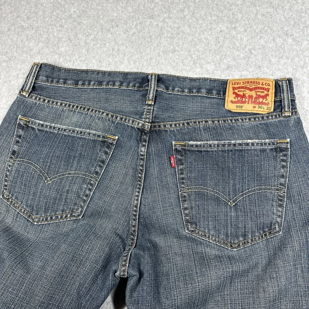 Levi's 559 Baggy Loose Relaxed Fit Jeans Men's 36x32 Dark Wash Cotton
